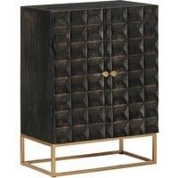 vidaXL Sideboard Black 55x34x75 cm Solid Wood Mango and Iron Storage Cabinet