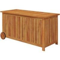 vidaXL Solid Acacia Wood Garden Storage Box with Wheels and Water-Resistant Inner Bag - Brown - 113x50x58 cm