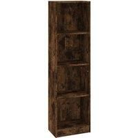 vidaXL 4-Tier Book Cabinet in Smoked Oak – Standalone Bookshelf, Book Storage Unit Made of Engineered Wood, Ideal for Bedroom, Study Room, and Office