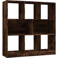 vidaXL Smoked Oak Book Cabinet - Engineered Wood Bookcase with Durable Material for Organized Living Room, Bedroom, Office - Modern, Freestanding Design