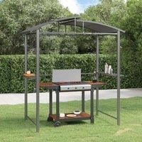 vidaXL Anthracite BBQ Gazebo-Steel Outdoor Grill Shelter with Polycarbonate Roof, Side Shelves, 210x114x230cm - Ideal for Garden, Patio