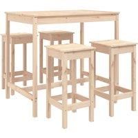 5 Piece Garden Bar Set White Solid Wood Pine vidaXL