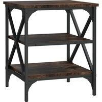 vidaXL Engineered Wood Side Table - Smoked Oak, Rectangular Shape, Industrial Style - 40x42x50 cm - Moisture Resistant, Easy Assembly, Adjustable Legs