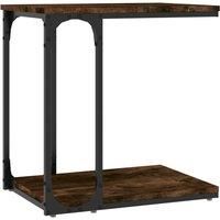 vidaXL Side Table in Smoked Oak Finish | Stylish Industrial Design | Engineered Wood and Steel Frame | Ample Storage Space | Ideal for Living Room or Bedroom