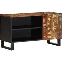 vidaXL TV Cabinet - Solid Reclaimed & Engineered Wood - Iron-footed Lowboard - Sustainable Recycled Material - With Storage Compartments & Display Panel