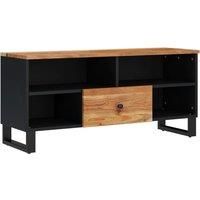vidaXL TV Cabinet - Farmhouse-Style Acacia Wood and Engineered Wood Stand with Storage Compartments, Iron Feet, Brown