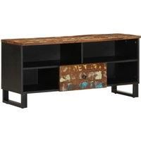 vidaXL TV cabinet in solid reclaimed and engineered wood - Multicolored TV stand with 4 open compartments and 1 drawer for optimized storage - Stable with durable Iron feet