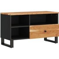 vidaXL Solid Acacia and Engineered Wood TV Cabinet with Ample Storage Space and Sturdy Iron Feet, Brown