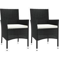 Garden Chairs Outdoor Armchair with Cushions 2 pcs Black Poly Rattan vidaXL