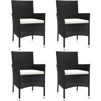 Garden Chairs Outdoor Armchair with Cushions 4 pcs Black Poly Rattan vidaXL
