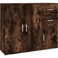vidaXL Sideboard in Smoked Oak - Resistant Engineered Wood - Contemporary Design with Ample Storage Space - Ideal for Living Room Décor