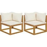Sectional Corner Sofas Couch 2 pcs with Cushions Solid Wood Acacia vidaXL