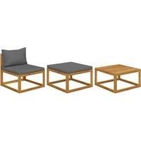 vidaXL 3 Piece Garden Lounge Set with Cushions Solid Wood Acacia