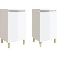 vidaXL Bedside Cabinets, 2 pcs - Modern High Gloss White Nightstands, 40x35x70 cm, Made of Engineered Wood with Ample Storage & Sturdy Wooden Legs