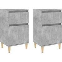 vidaXL Bedside Cabinets (2 pcs) in Concrete Grey - Scandinavian Style Premium Quality Engineered Wood Cabinets with Spacious Storage - Perfect for Bedroom