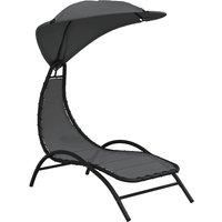 Sun Lounger Sun Bed Day Bed Sunlounger with Canopy Fabric and Steel vidaXL