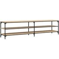 TV Cabinet Brown Oak 200x30x50 cm Engineered Wood and Metal vidaXL