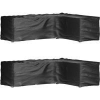 vidaXL L-Shaped Garden Furniture Covers 2 pcs, Outdoor Furniture Cover for Outside Protective, Patio Set Sofa Cover for Table and Chair, 18 Eyelets