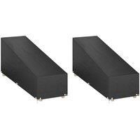 vidaXL Sunlounger Covers - 2 pcs set Outdoor Furniture Protective Covers with Polyethylene Material, Water & UV resistant, Black, 205 x 75 x 40/70 cm