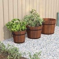 Wooden Bucket Planter Set Flower Pot Plant Pot 3 Piece Solid Wood Fir vidaXL