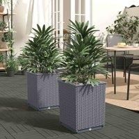 vidaXL Planters 2 pcs Dark Grey 30x30x37cm Polypropylene