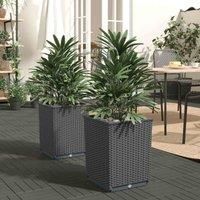 vidaXL Black Polypropylene Planters 2 pcs Set, Lightweight and Durable, Ample Space for Plants - Perfect for Gardens, Balconies, or Patios