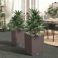 vidaXL Durable Polypropylene Planters 2 Pcs- Brown, Ample Space for Plants, Ideal for Garden Patio Decoration, Easy Assembly