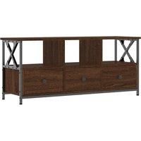 vidaXL Industrial TV Stand in Brown Oak - Engineered Wood and Iron Construction, Spacious Storage with Drawers and Shelves, Robust and Easy-to-Assemble
