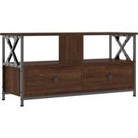 vidaXL TV Cabinet Brown Oak, Engineered Wood & Iron - Industrial Style, Moisture-resistant, Easy to clean, Ample Storage Space, Sturdy Top - 90x33x45 cm