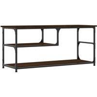 vidaXL Steel Frame and Engineered Wood TV Cabinet- Industrial Style with Brown Oak Finish and Ample Storage Space - 103x38x46.5 cm