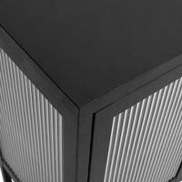 Sideboard Storage Cabinet Cupboard Side Black Glass and Steel vidaXL