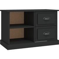 vidaXL TV Cabinet with Storage Drawers - Black Engineered Wood, Modern Design, Flexible Installation, Perfect for Living Room or Bedroom