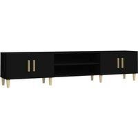 vidaXL Engineered Wood TV Cabinet - Black Modern Media Unit with 4 Doors, Ample Storage, Display Friendly for Living Room and Bedroom