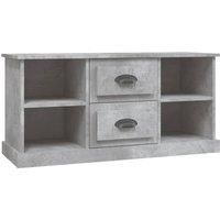 vidaXL Engineered Wood TV Cabinet in Concrete Grey - Modern Design With Drawers & Open Compartments - Practical Storage Solution for Living Room or Bedroom