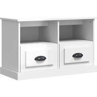 vidaXL Glossy White TV Cabinet with Drawers and Open Compartments, Perfect for Living Room and Bedroom, Complementary Room Decor 80x35x50 cm