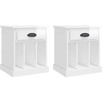 vidaXL Bedside Cabinets Set - Elegant High Gloss White Design - Engineered Wood Nightstands with Spacious Drawer & Compartments - Safety Wall Attachment - Ideal for Modern Bedrooms
