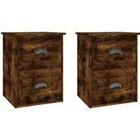 vidaXL - Stylish and Durable Wall-Mounted Bedside Cabinets, Smoked Oak Finish, Engineered Wood, Bedroom Storage Solutions, 2 Pcs, 41.5x36x53cm