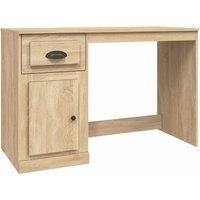 vidaXL Engineered Wood Desk with Drawer, Sonoma Oak Brown, Practical Storage Space, Modern Design, Suitable for Office or Living Room Use