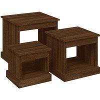vidaXL Nesting Tables - 3-Piece Set, Rectangular, Brown Oak Engineered Wood, Multi-Purpose, Space-Saver for Living room, Bedroom, or Office