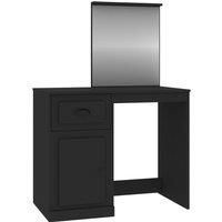 vidaXL Dressing Table with Mirror - Engineered Wood Makeup Vanity in Black - Asymmetrical Design - Stable and Moisture Resistant - Ample Storage Space