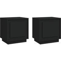 vidaXL Bedside Cabinets 2 pcs, Bedside Table Nightstand Side Table, Bedroom Furniture Side Cabinet with Storage, Modern Style, Black Engineered Wood