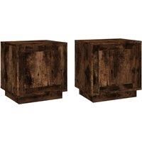 vidaXL 2 pcs Bedside Cabinets - Smoked Oak Engineered Wood - Versatile Use as Nightstand, Side Table, Storage Cabinet - Easy Assembly- 44x35x45 cm