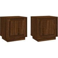 vidaXL Bedside Cabinets (2 pcs) in Brown Oak, Modern Style, Engineered Wood, Storage-Friendly Furniture for Bedroom and Living Room, 45(H) x 44(W) x 35(D) cm