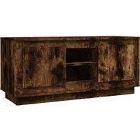 vidaXL Smoked Oak TV Cabinet - Modern Engineered Wood Media Unit with 4 Compartments - 102x35x45 cm - Brown - Ideal for Living Room or Bedroom