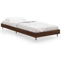 vidaXL Small Single Bed Frame - 75x190 cm Brown Oak Engineered Wood with Metal Support and Plywood Slats for Bedroom