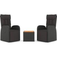 Garden Lounge Set 3 Piece Outdoor Lounge Set Table and Chair Black vidaXL