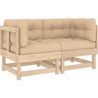Middle Sofas Patio Wooden Sectional Sofa with Cushionss Solid Wood Pine vidaXL