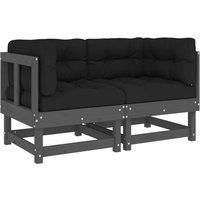 Middle Sofas Patio Wooden Sectional Sofa with Cushionss Solid Wood Pine vidaXL