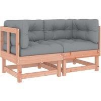 Middle Sofas Patio Wooden Sectional Sofa with Cushionss Solid Wood Pine vidaXL