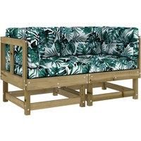 Middle Sofas Patio Wooden Sectional Sofa with Cushionss Solid Wood Pine vidaXL